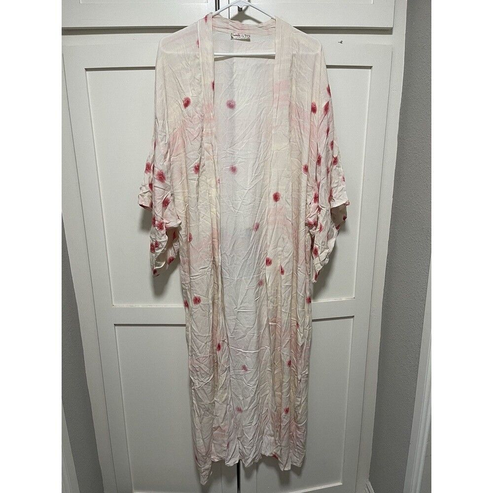 Free People Kimono Laurel Canyon Printed Rose Duster Rayon OS NWOT - Picture 3 of 9